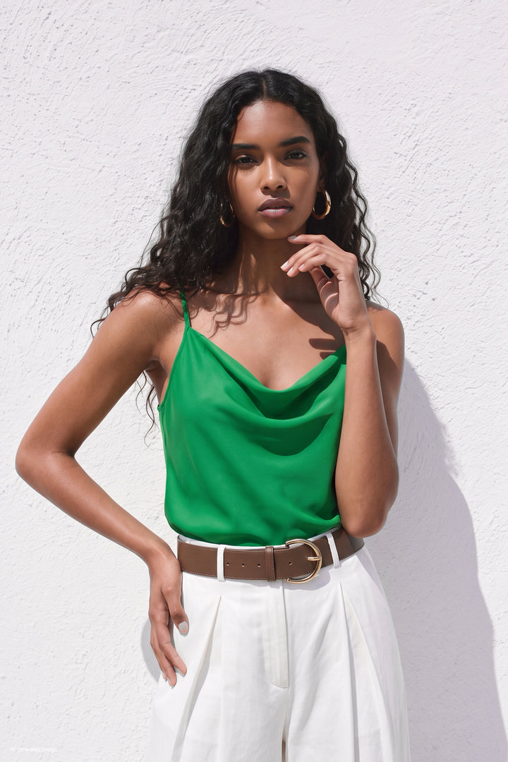 Sateen Blouse Débardeur Col Dégagé - Vert