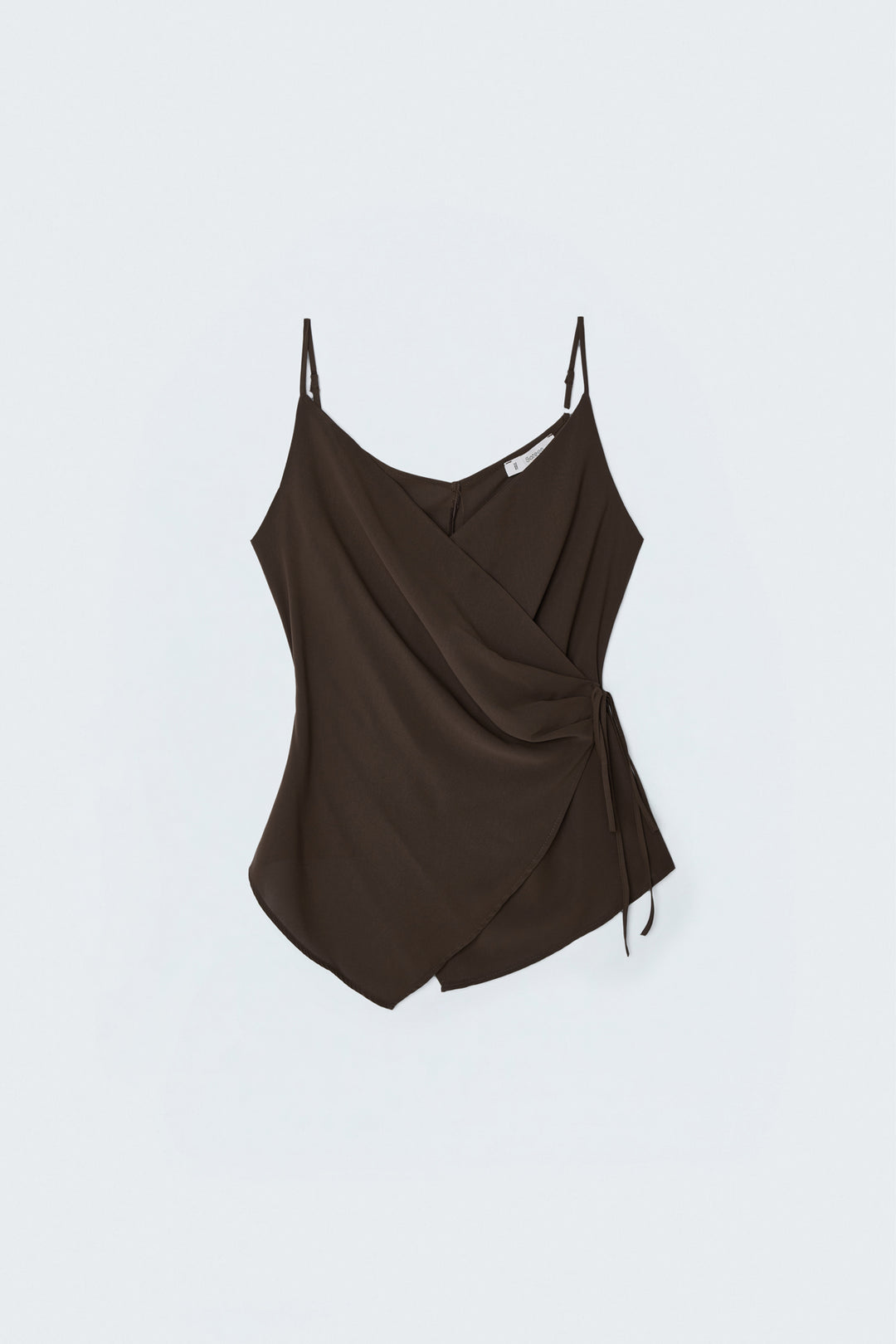 Sateen Blouse croisée à bretelles - Marron