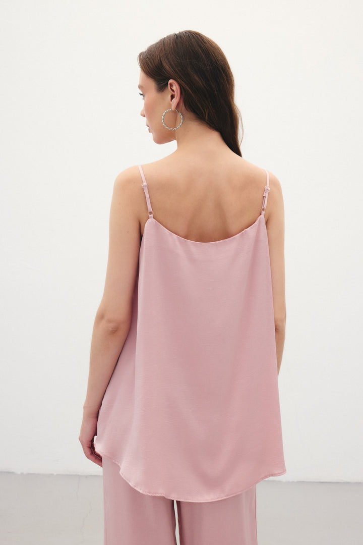Sateen Débardeur Satiné à Bretelles - Poudre