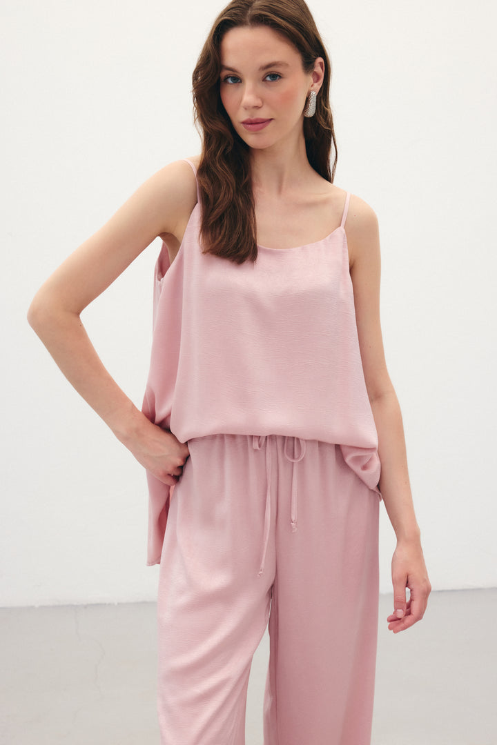 Sateen Débardeur Satiné à Bretelles - Poudre