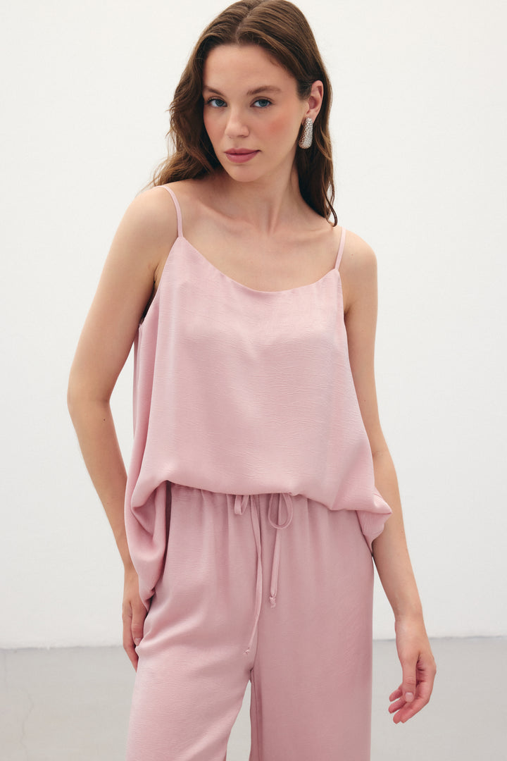 Sateen Débardeur Satiné à Bretelles - Poudre