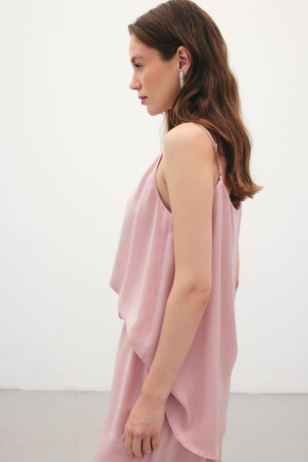 Sateen Débardeur Satiné à Bretelles - Poudre