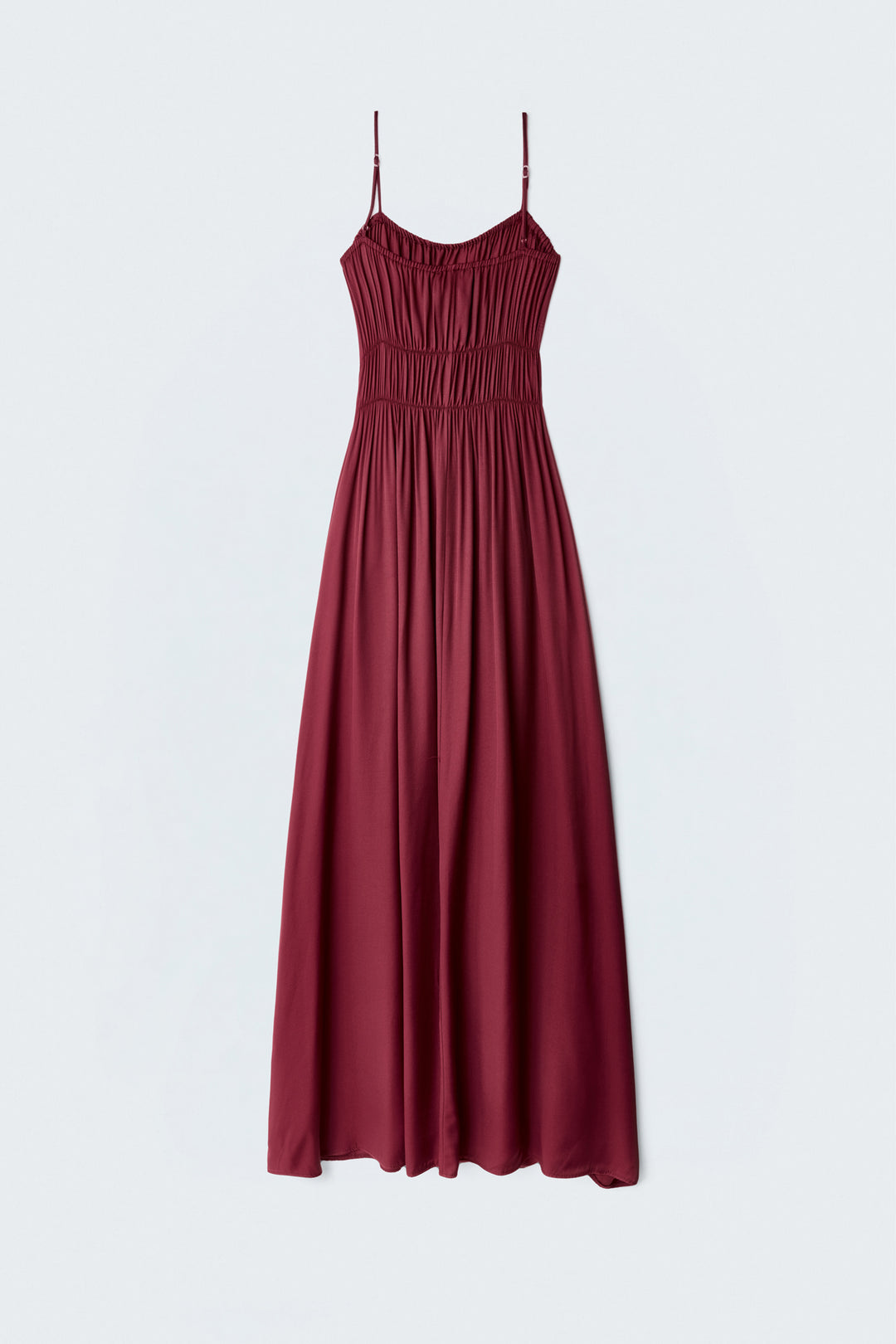 Sateen Robe longue à bretelles - Bordeaux