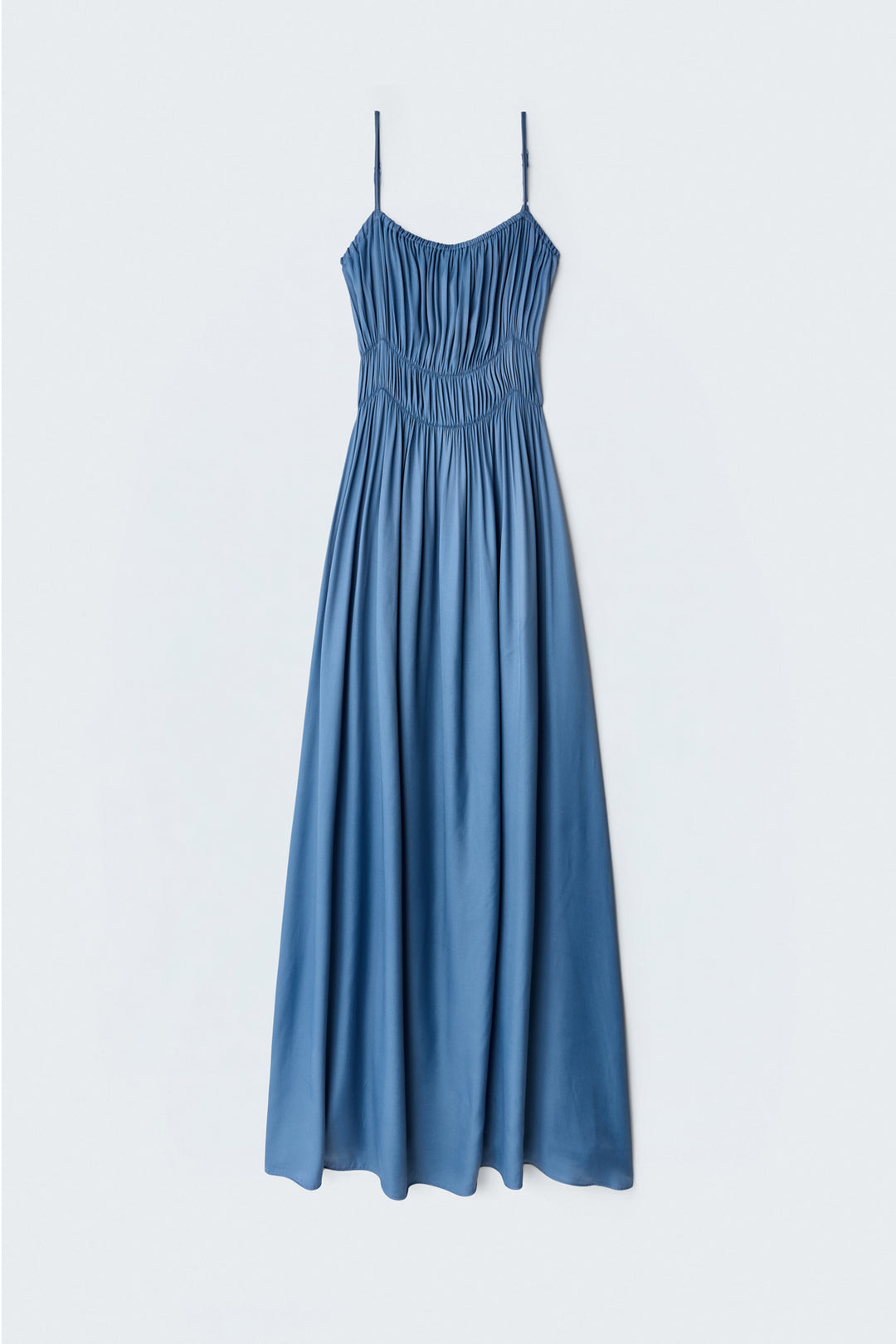 Sateen Robe longue à bretelles - Indigo