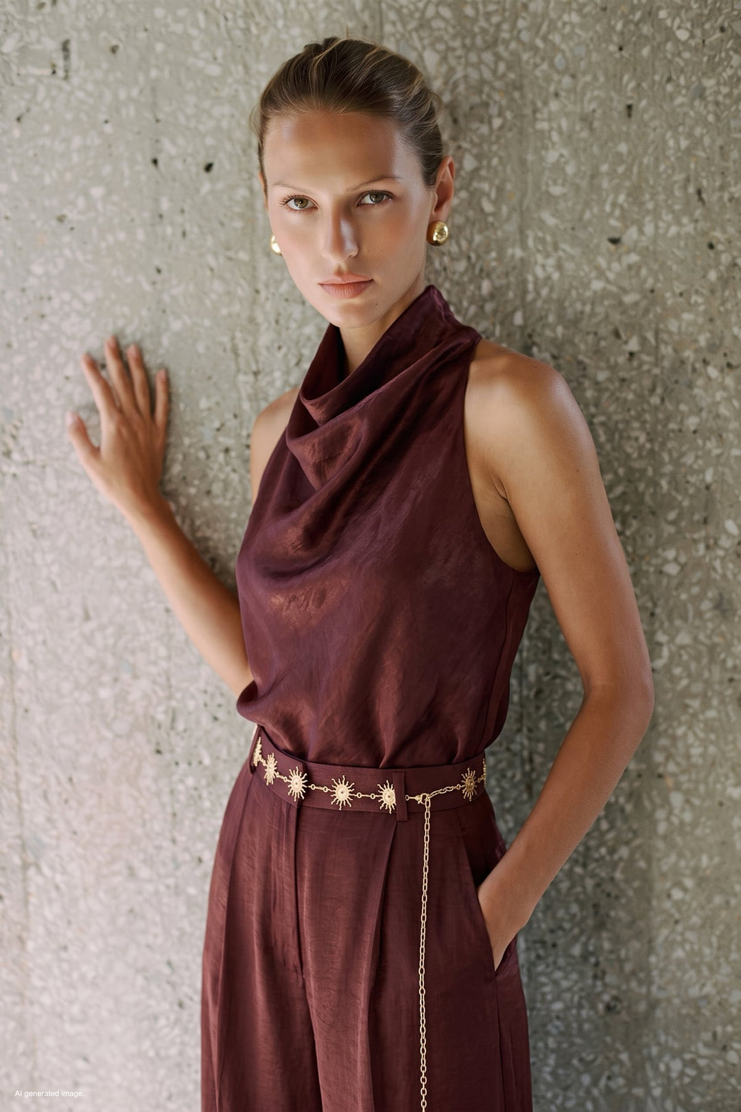 Sateen Aura Blouse - Bordeaux