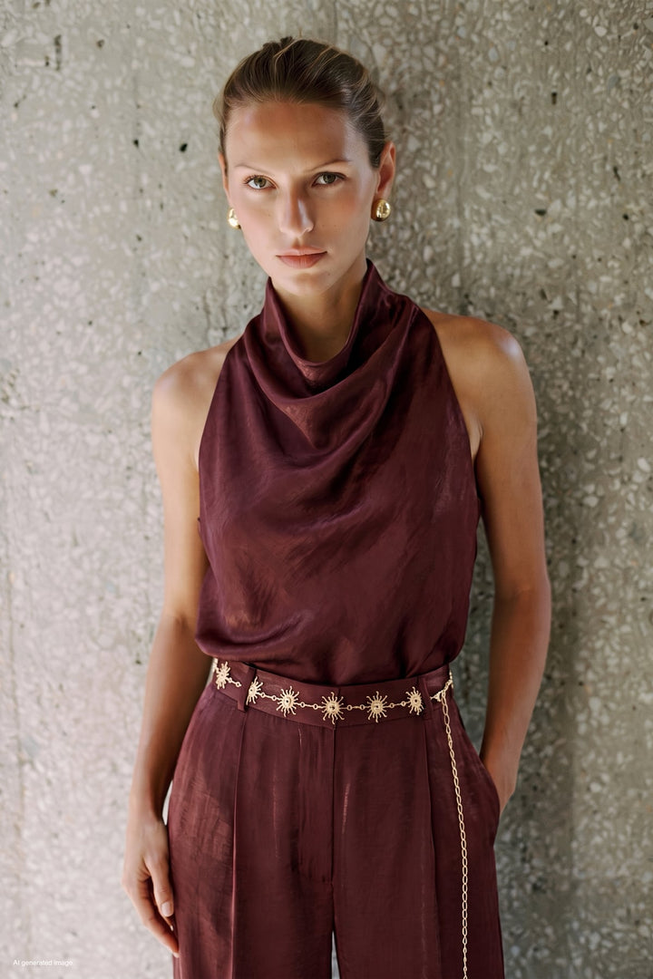 Sateen Aura Blouse - Bordeaux