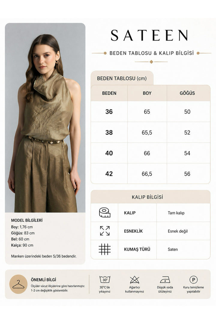 Sateen Blouse Aura - Kaki