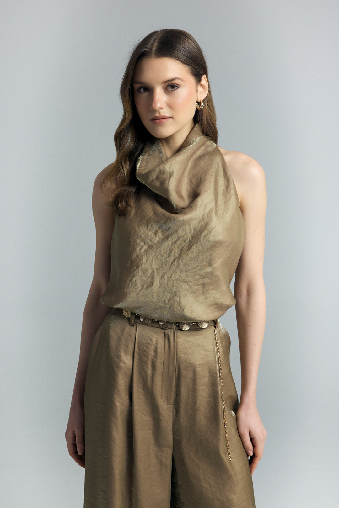 Sateen Blouse Aura - Kaki