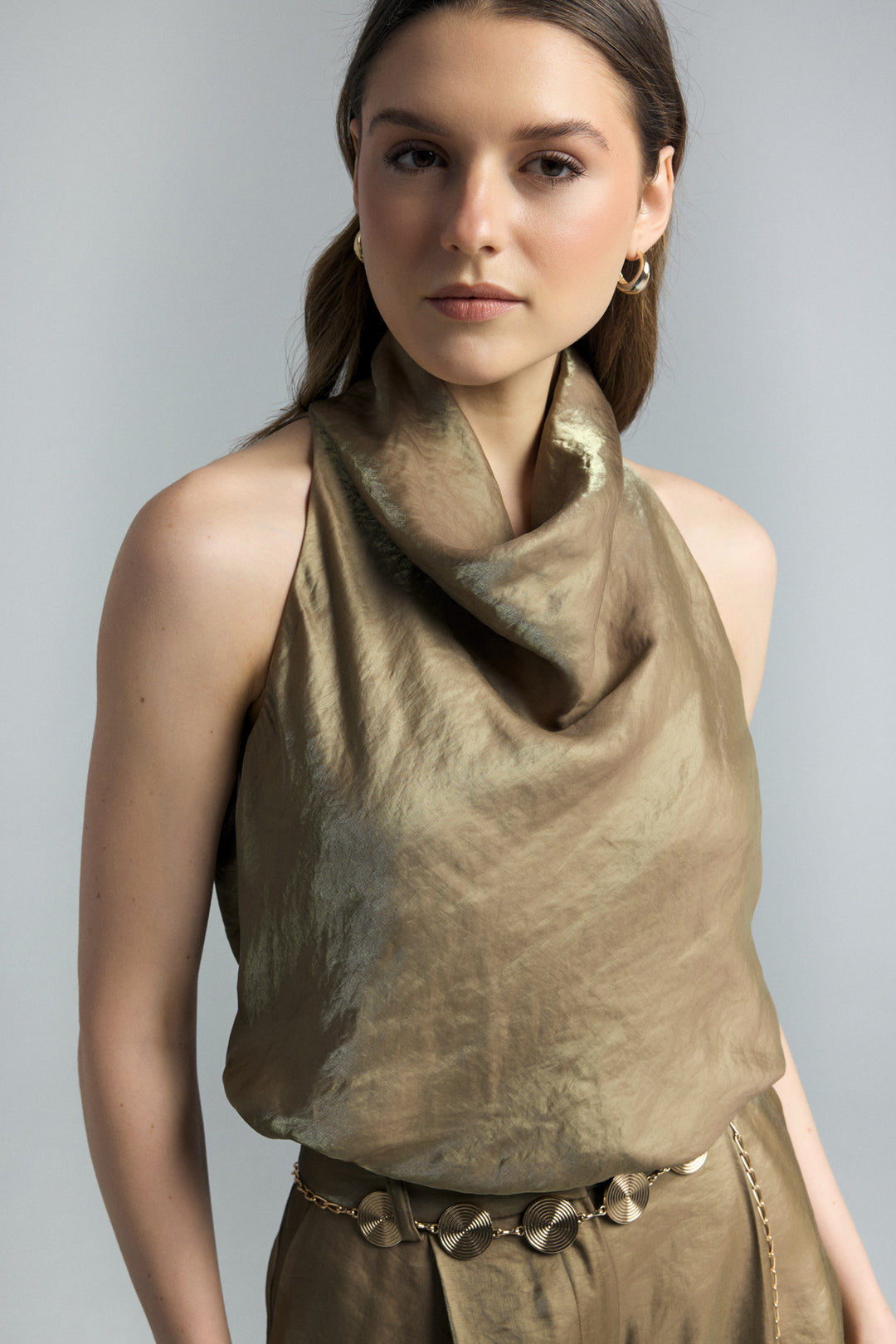 Sateen Blouse Aura - Kaki
