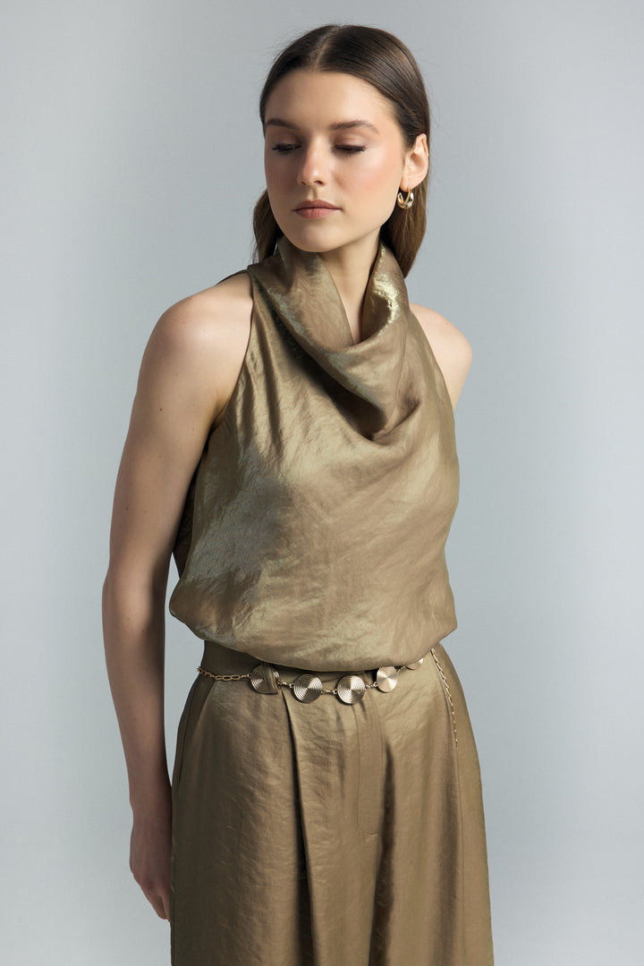 Sateen Blouse Aura - Kaki