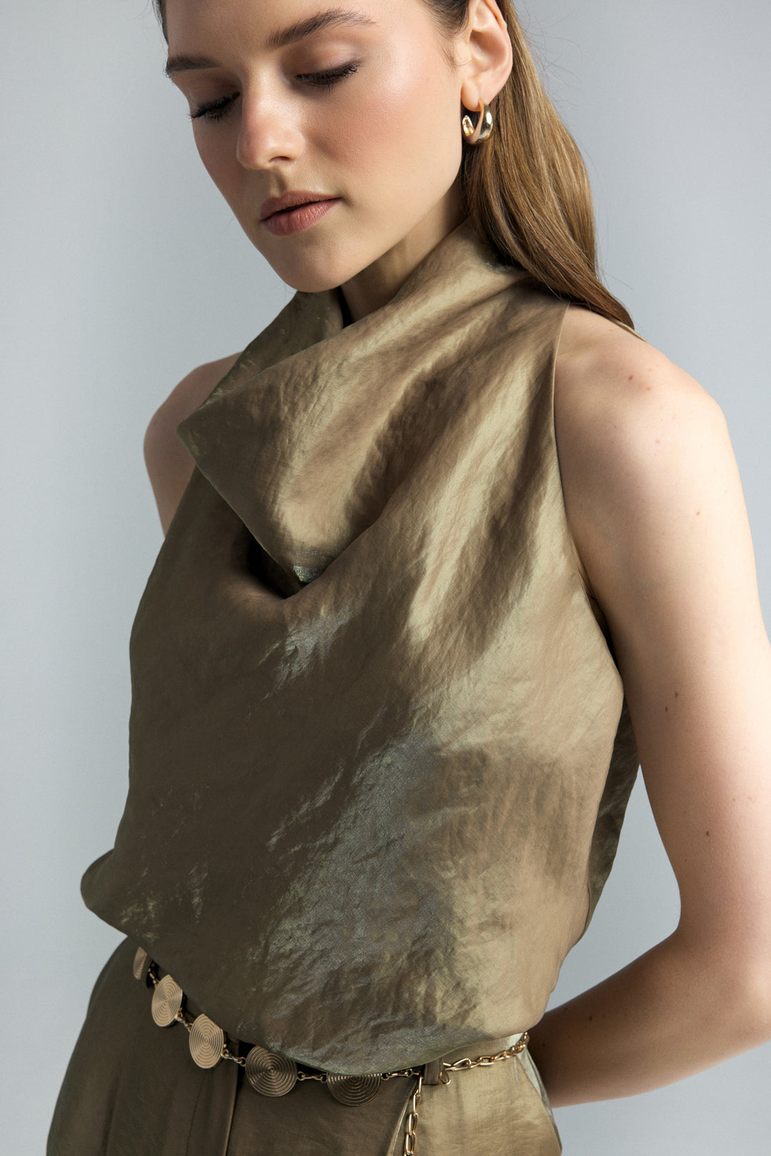 Sateen Blouse Aura - Kaki