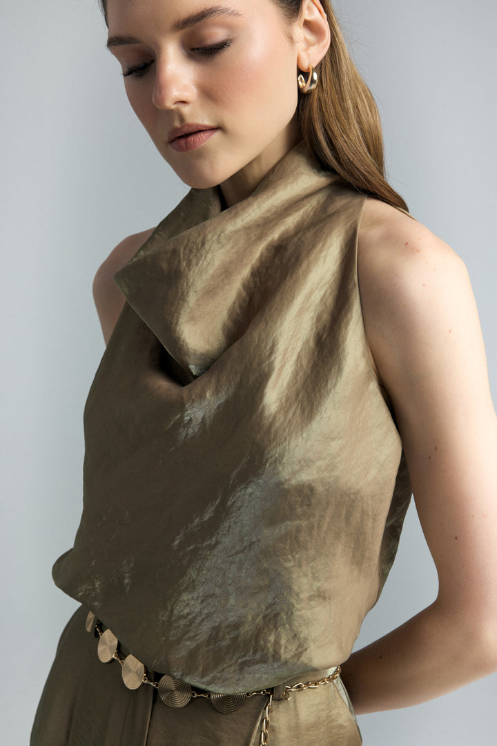 Sateen Blouse Aura - Kaki