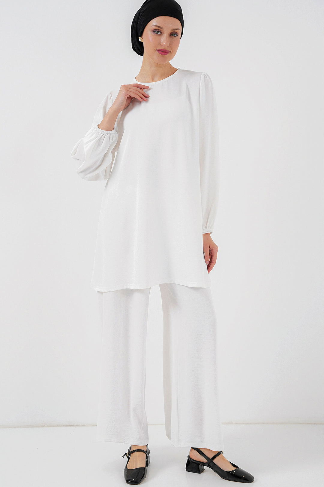 Bigdart Ensemble Haut Bas Tunique Pantalon Ayrobin 6712 - Blanc