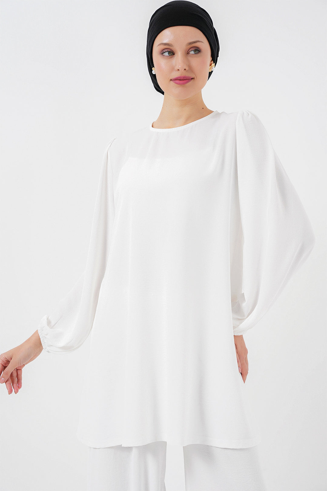 Bigdart Ensemble Haut Bas Tunique Pantalon Ayrobin 6712 - Blanc
