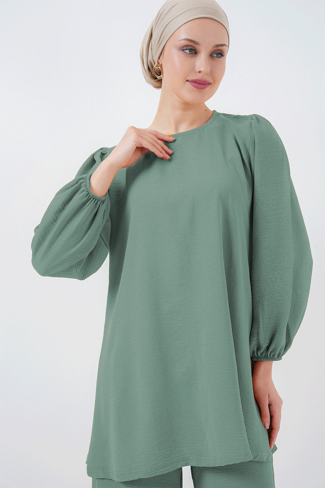 Bigdart Ensemble Haut Bas Tunique Pantalon Ayrobin 6712 - Vert d'eau