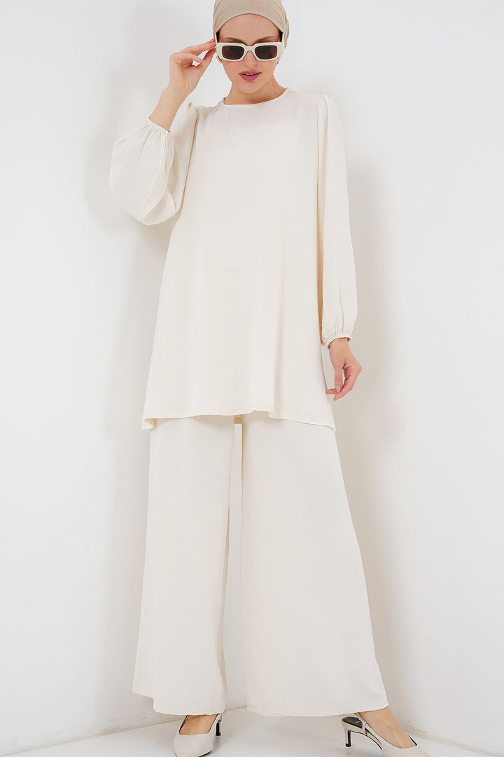 Bigdart Ensemble Haut Bas Tunique Pantalon Ayrobin 6712 - Écru