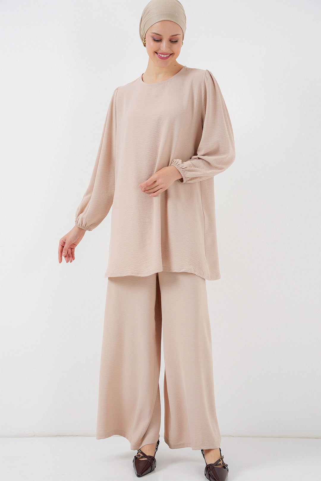 Bigdart Ensemble Haut Bas Tunique Pantalon Ayrobin 6712 - Crème
