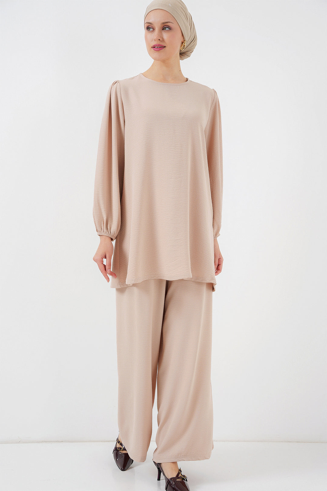 Bigdart Ensemble Haut Bas Tunique Pantalon Ayrobin 6712 - Crème