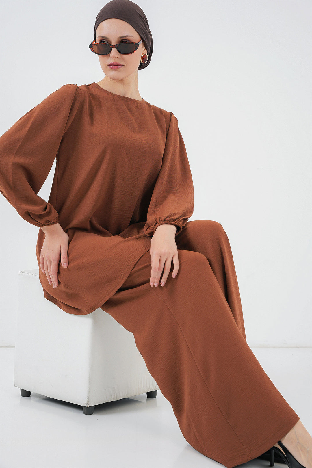 Bigdart Ensemble Tunique Pantalon Ayrobin 6712 - Crème Marron