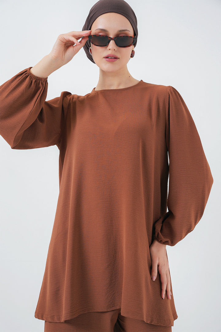 Bigdart Ensemble Tunique Pantalon Ayrobin 6712 - Crème Marron
