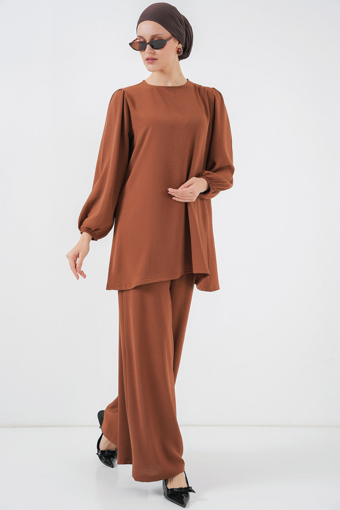 Bigdart Ensemble Tunique Pantalon Ayrobin 6712 - Crème Marron
