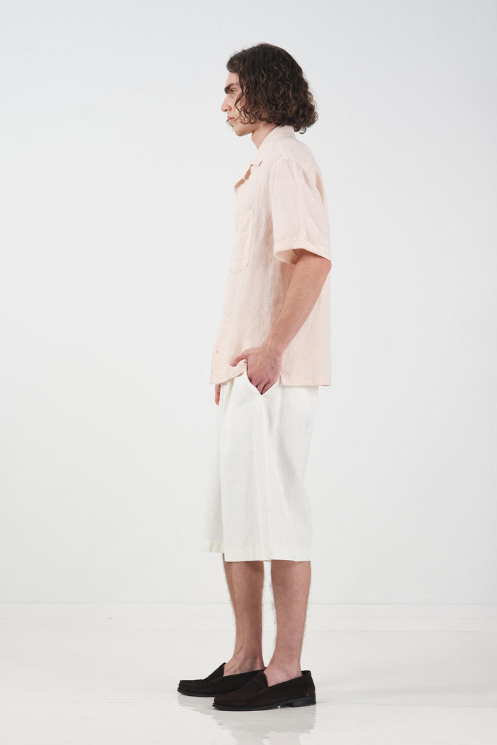 Giesto Short en lin blanc à lacets - Blanc