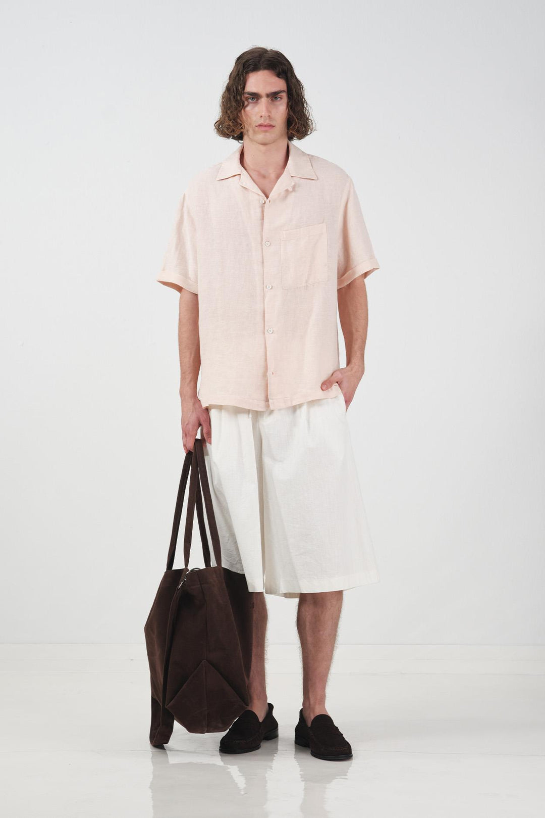 Giesto Short en lin blanc à lacets - Blanc