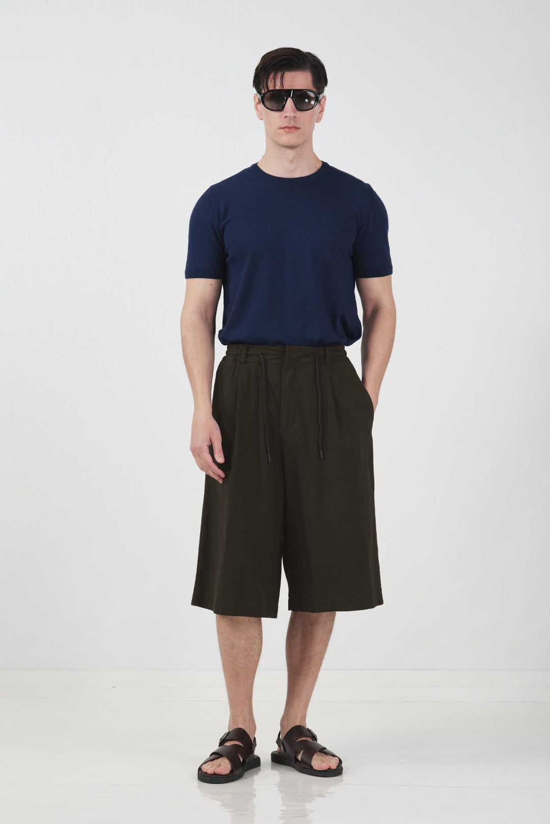 Giesto Short en lin marron à lacets - Marron