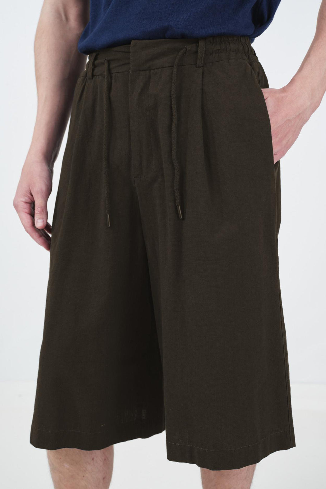 Giesto Short en lin marron à lacets - Marron
