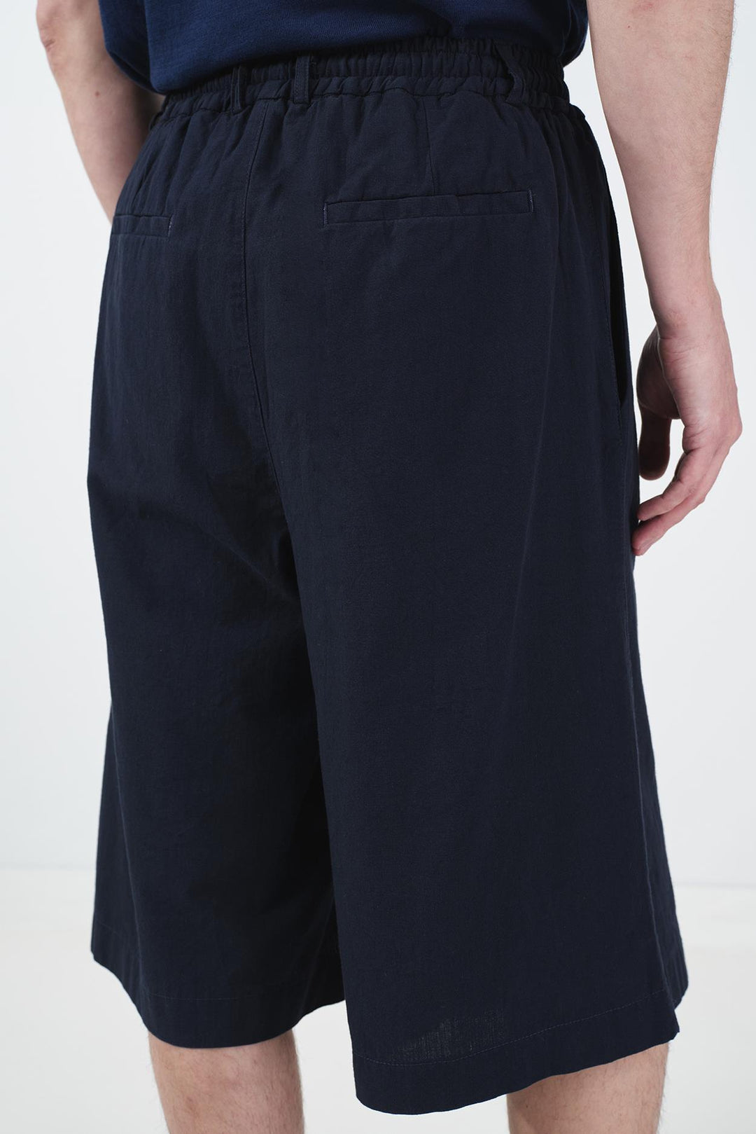 Giesto Short en lin bleu marine à lacets - Bleu marine