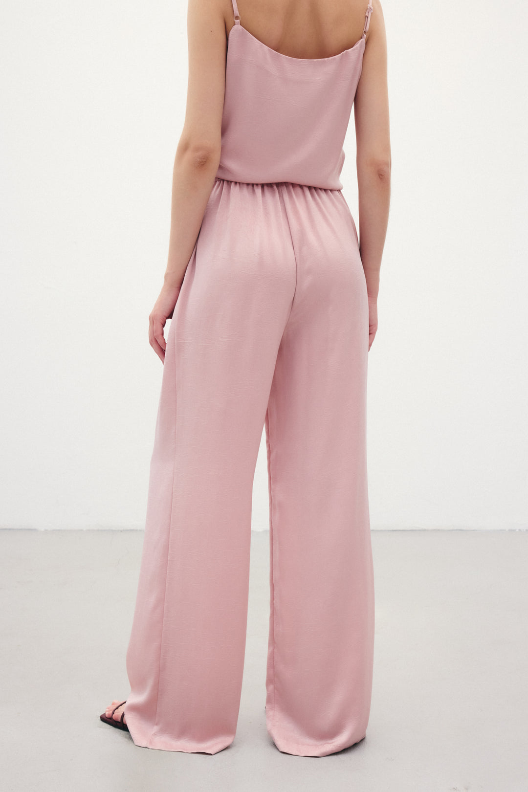 Sateen Pantalon ample à lacets - Poudre
