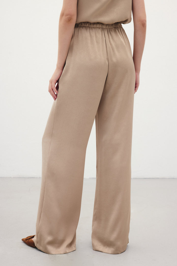 Sateen Pantalon ample à lacets - Vison