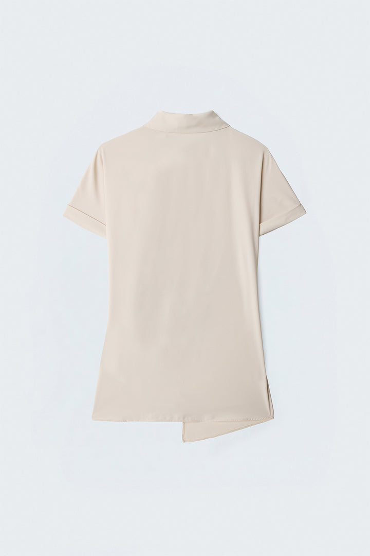 Sateen Chemise avec détail de nouage - Beige