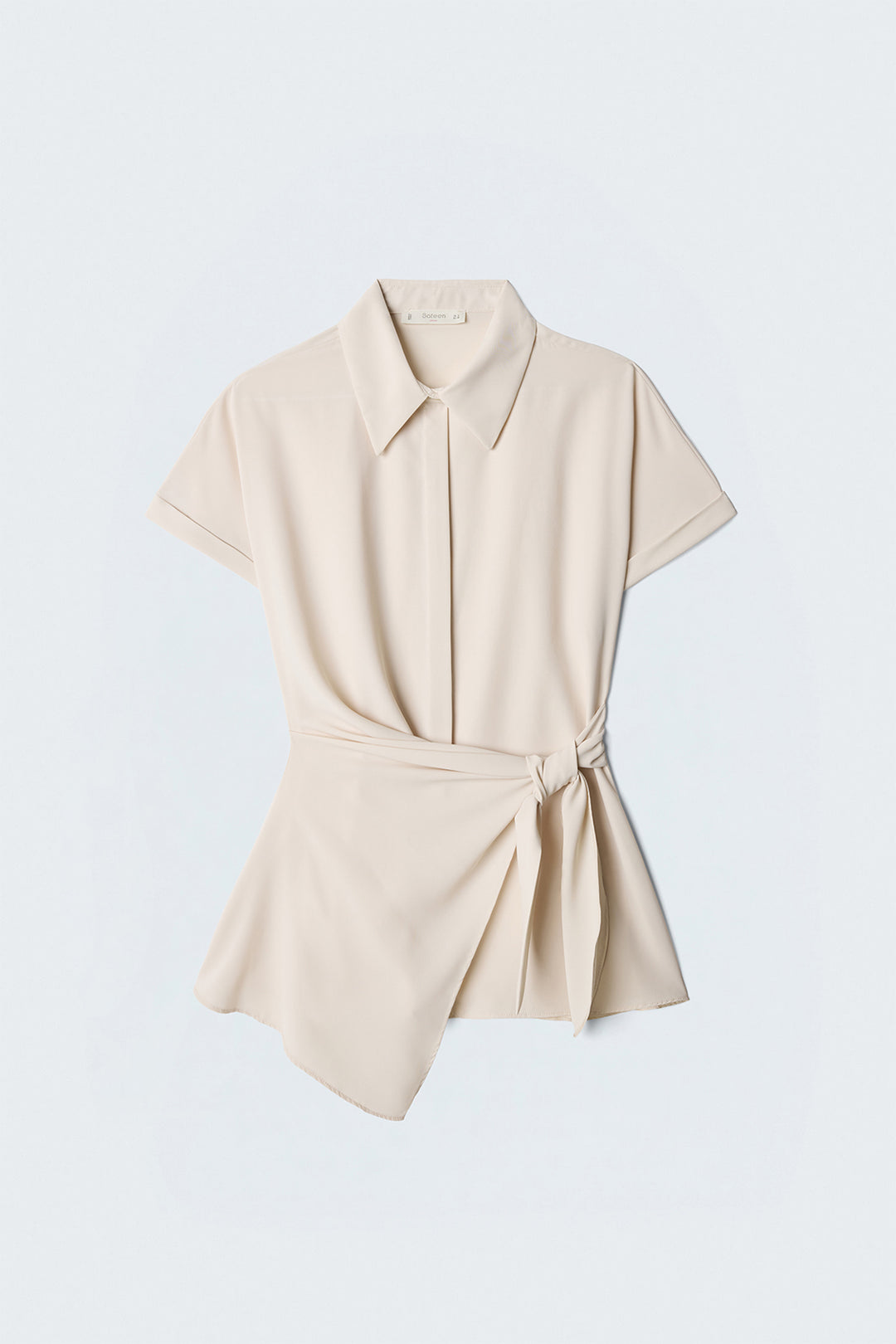 Sateen Chemise avec détail de nouage - Beige