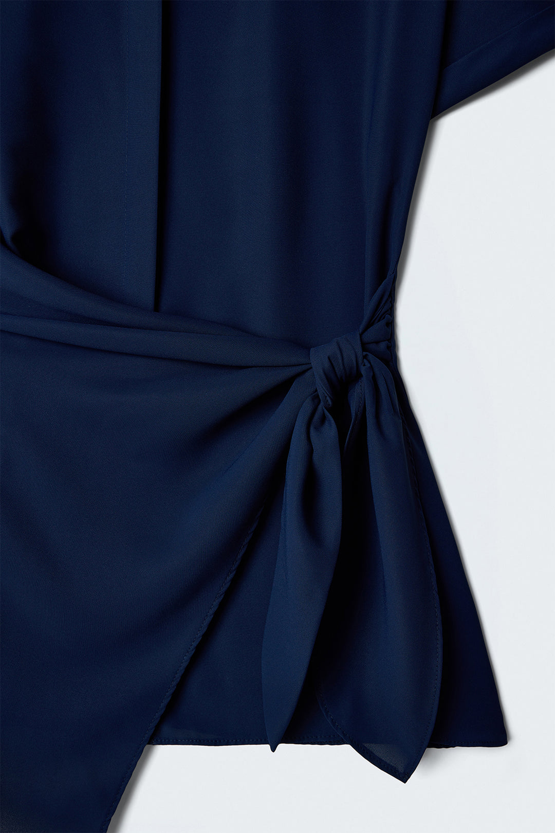 Sateen Chemise avec détail de nouage - Bleu marine