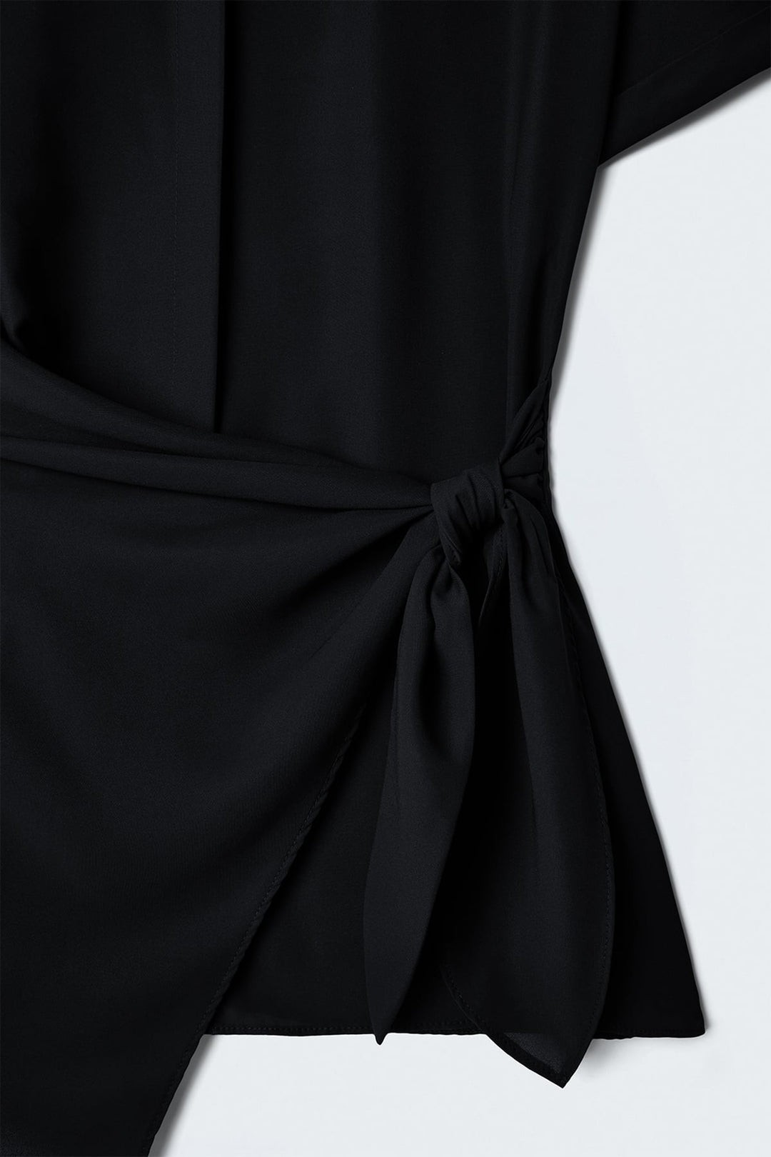 Sateen Chemise à Détails de Liens - Noir