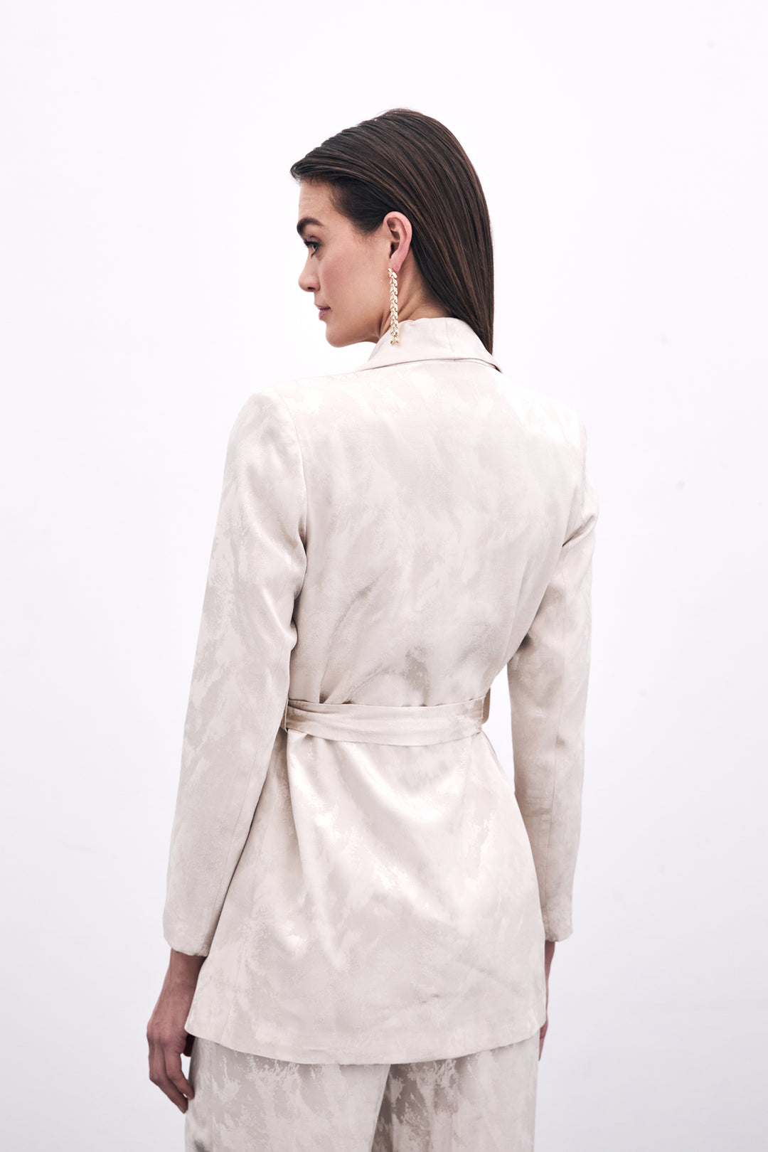 Sateen Veste Jacquard À Nouer - Beige