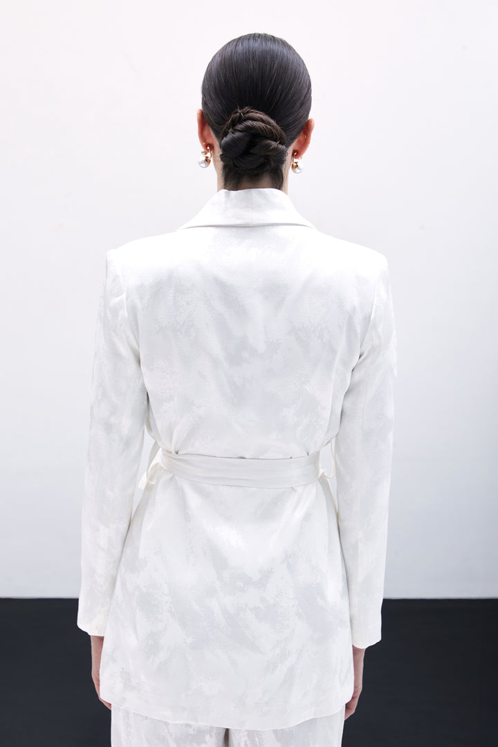 Sateen Veste Jacquard À Nouer - Écru