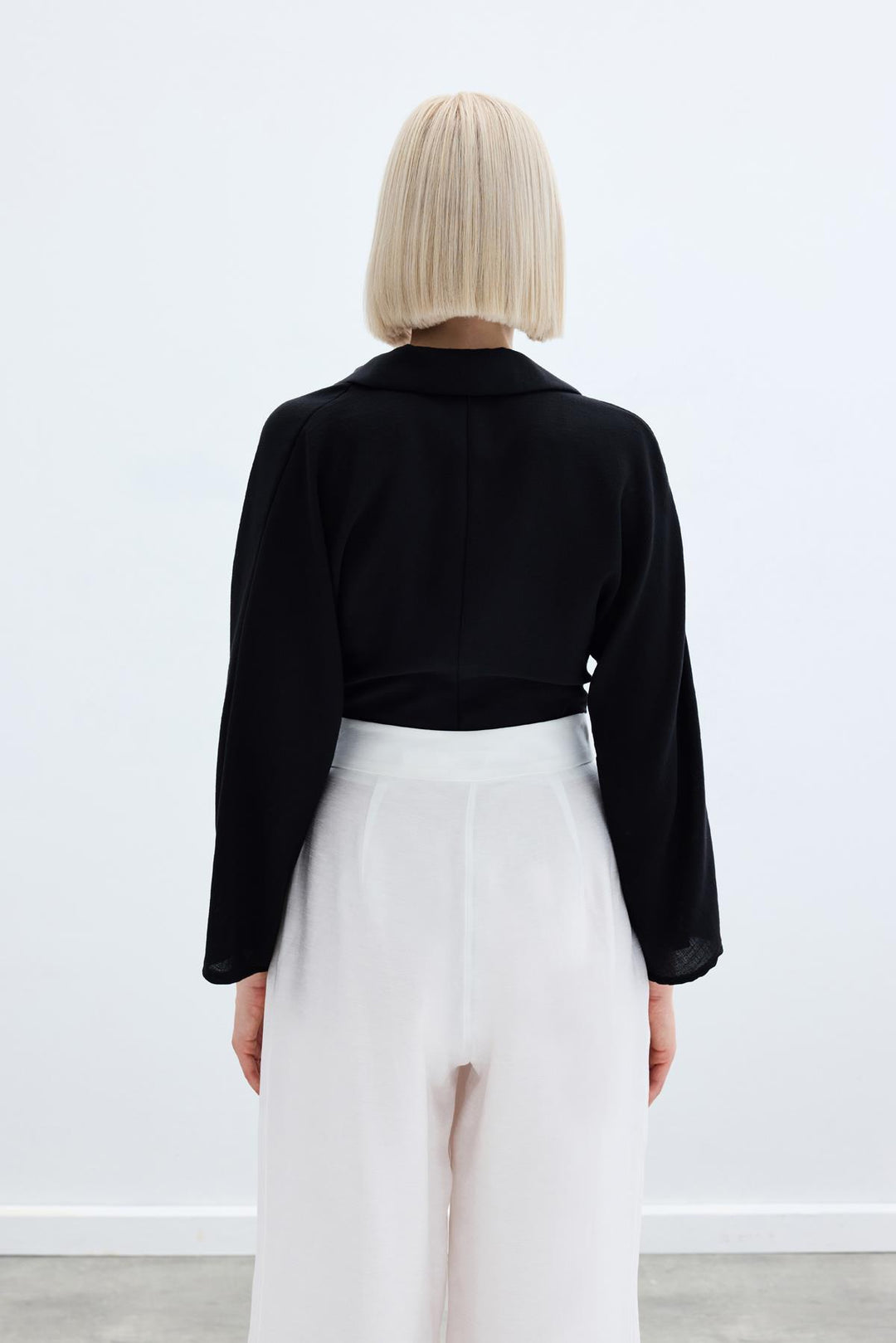 Sateen Blouse en lin à nouer - Noir