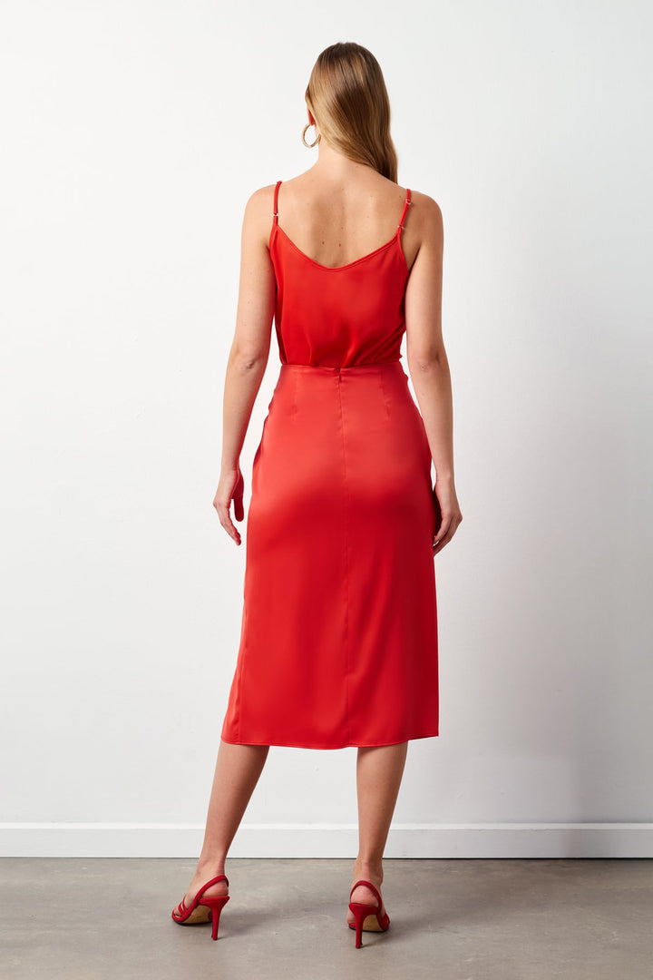 Sateen Jupe en satin à nouer - Corail