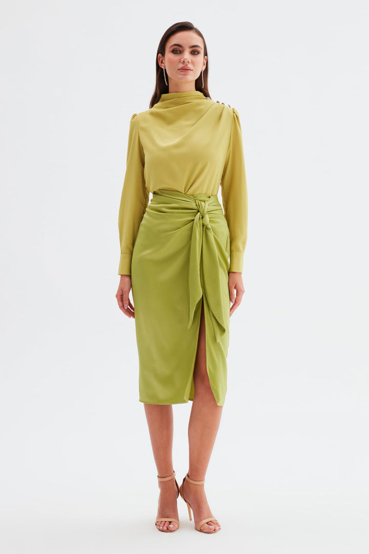 Sateen Jupe en satin à nouer - yag Vert
