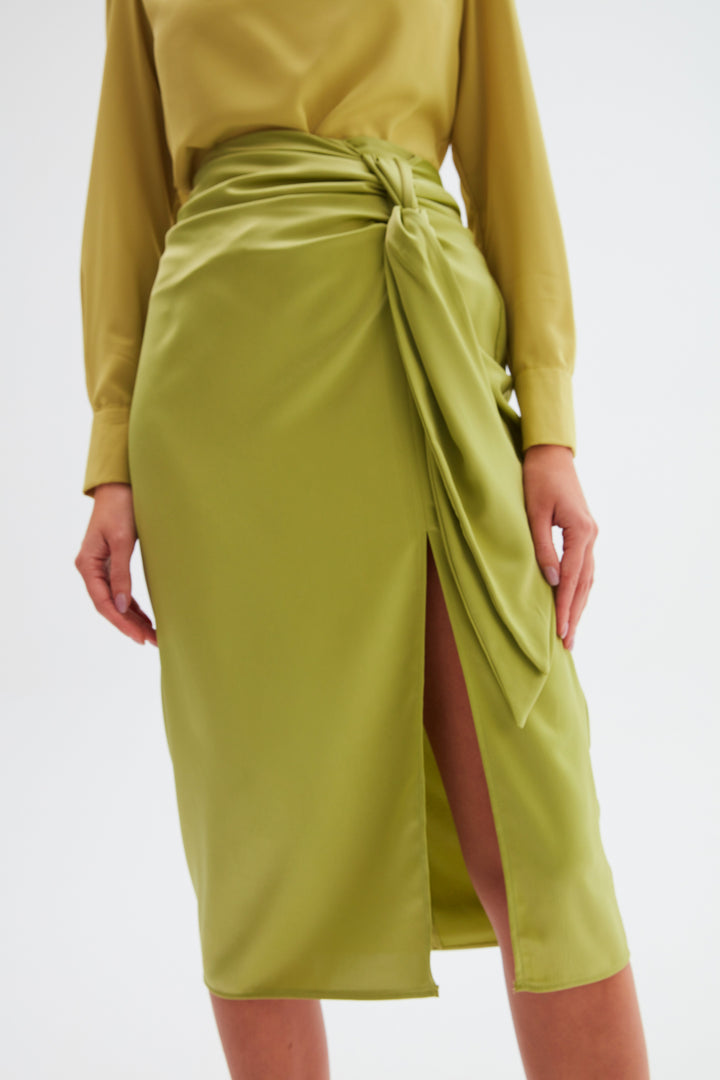 Sateen Jupe en satin à nouer - yag Vert