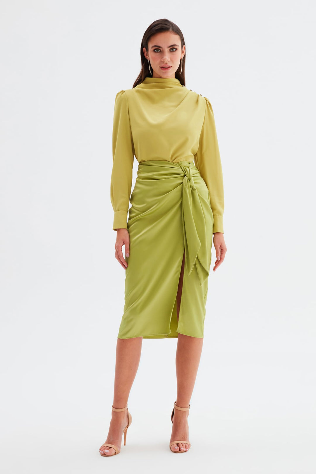Sateen Jupe en satin à nouer - yag Vert