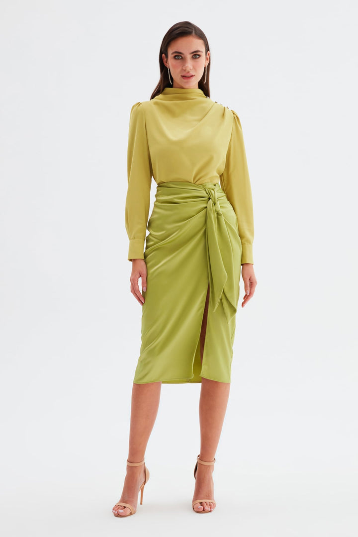Sateen Jupe en satin à nouer - yag Vert