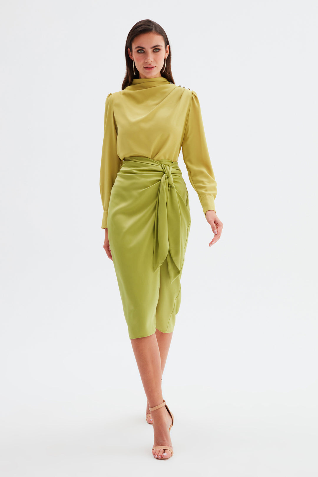 Sateen Jupe en satin à nouer - yag Vert