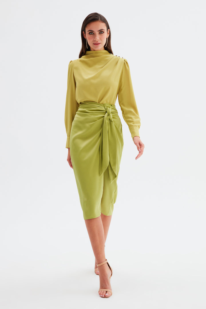 Sateen Jupe en satin à nouer - yag Vert
