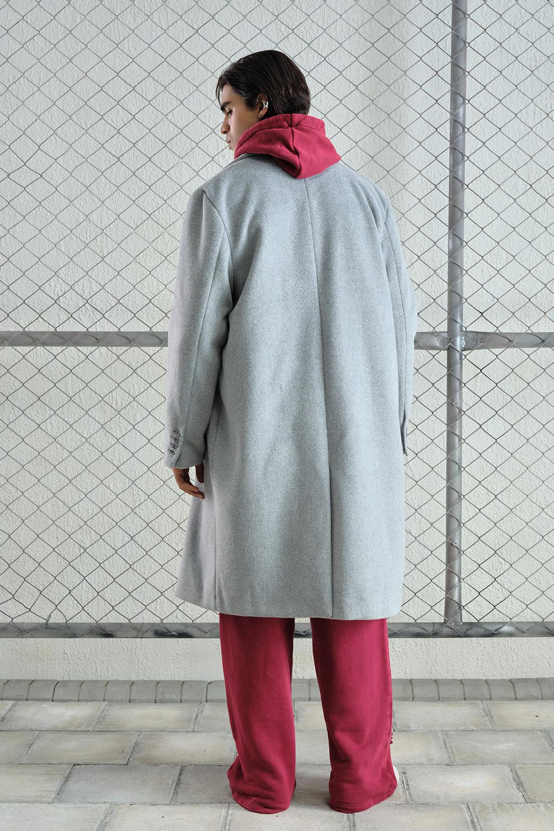 Giesto Manteau en laine gris basique - Gris