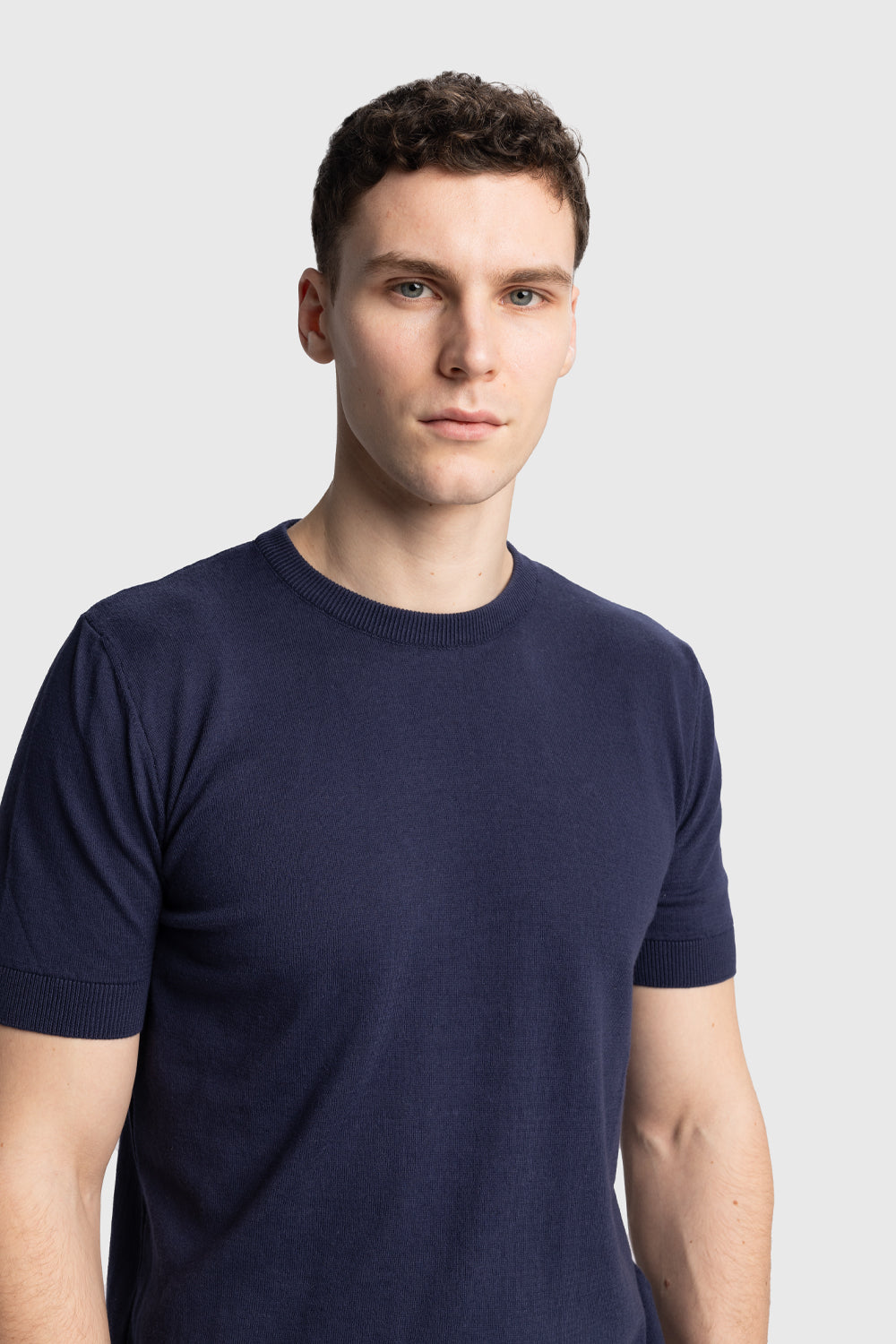 Giesto T-shirt en tricot basique - Bleu marine