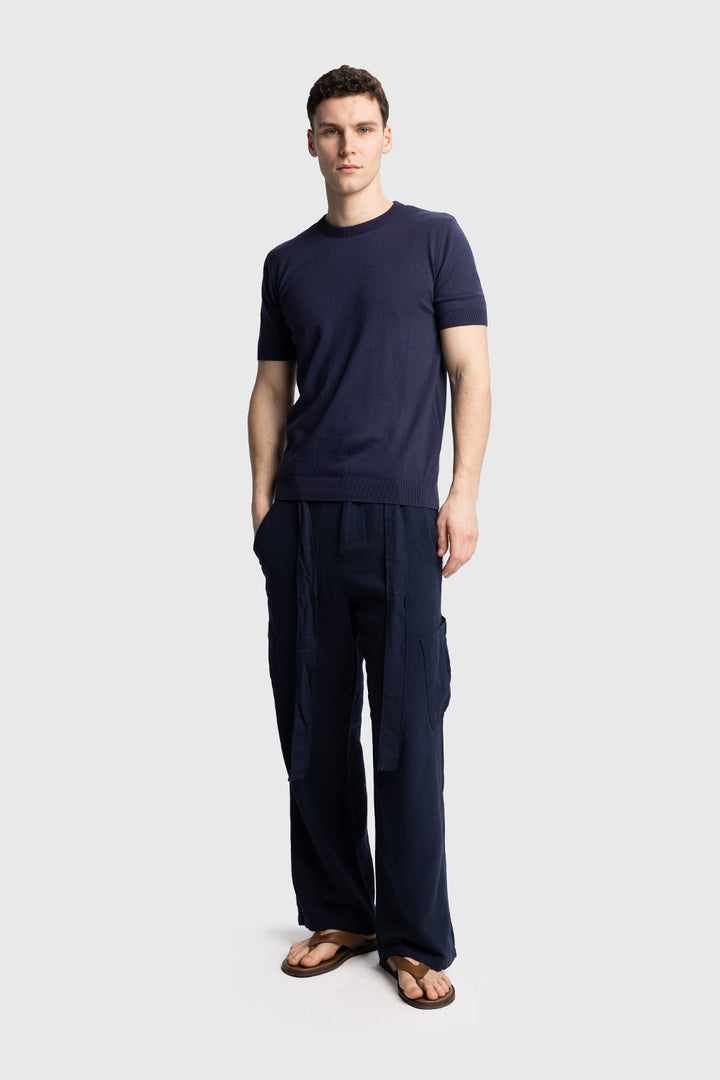Giesto T-shirt en tricot basique - Bleu marine