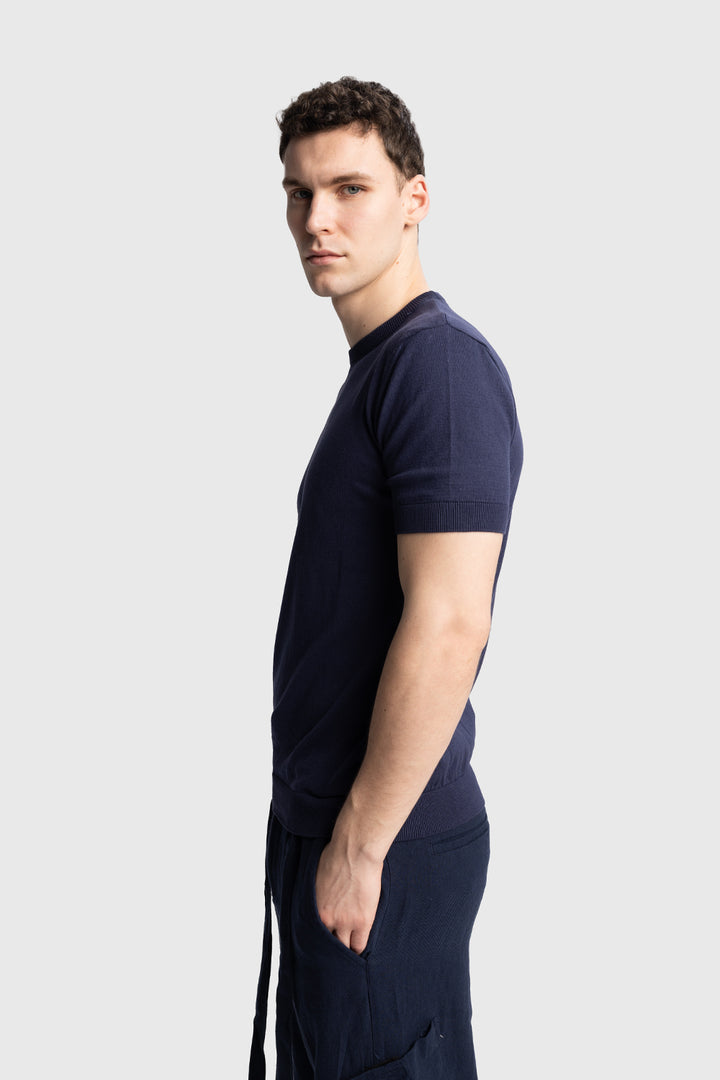 Giesto T-shirt en tricot basique - Bleu marine